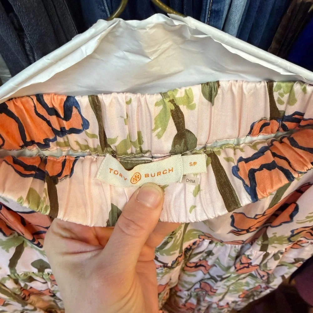 Tory Burch watercolor Floral Skirt with Orange and Green Accents - Picture 3 of 3